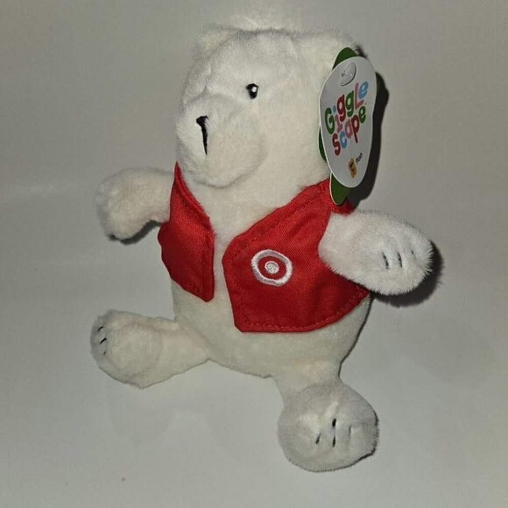 Giggle Scape 7" White Polar Bear Plush Red Target Vest Stuffed Animal Toy w/TAG
